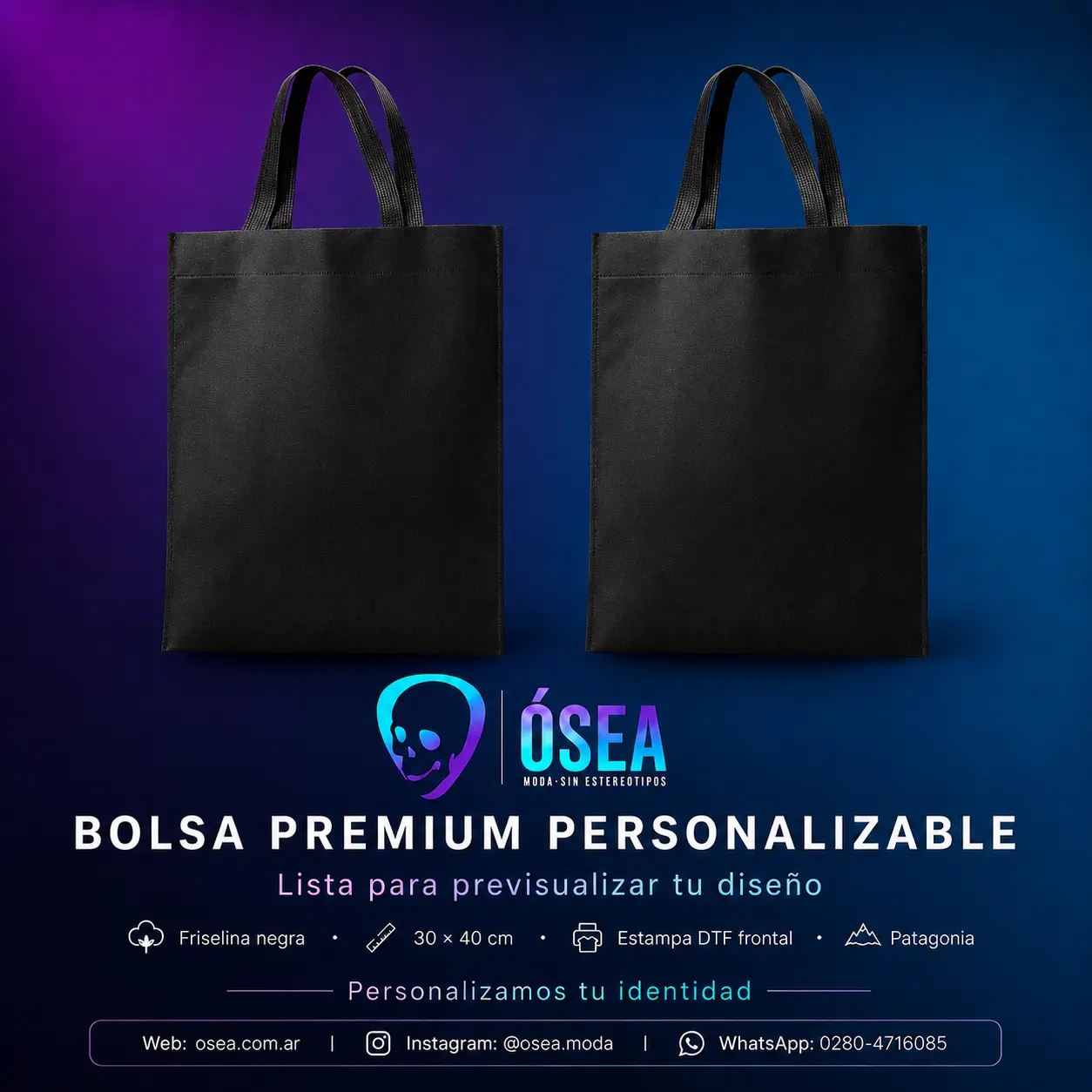Bolsa negra premium personalizable