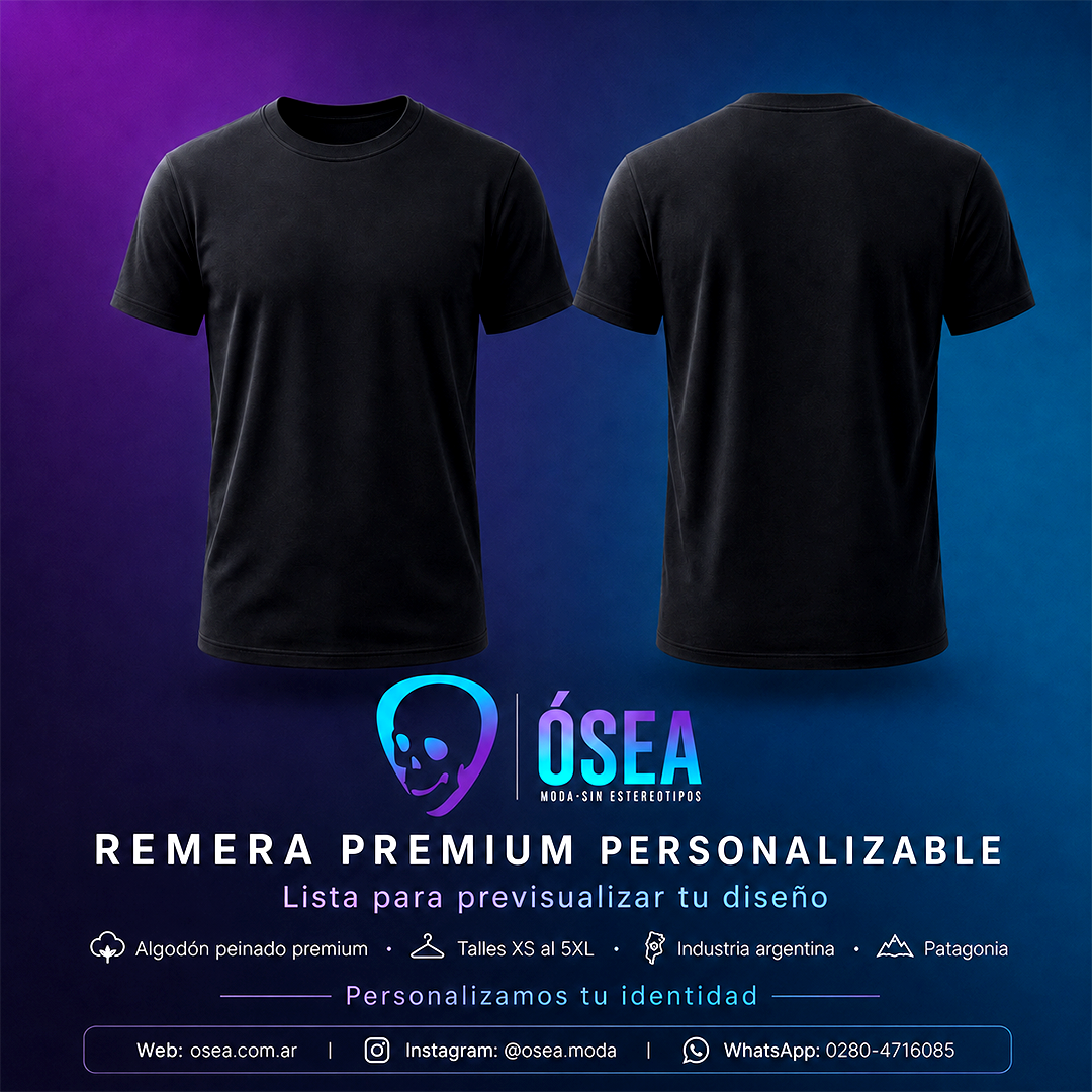 Remera premium negra personalizable